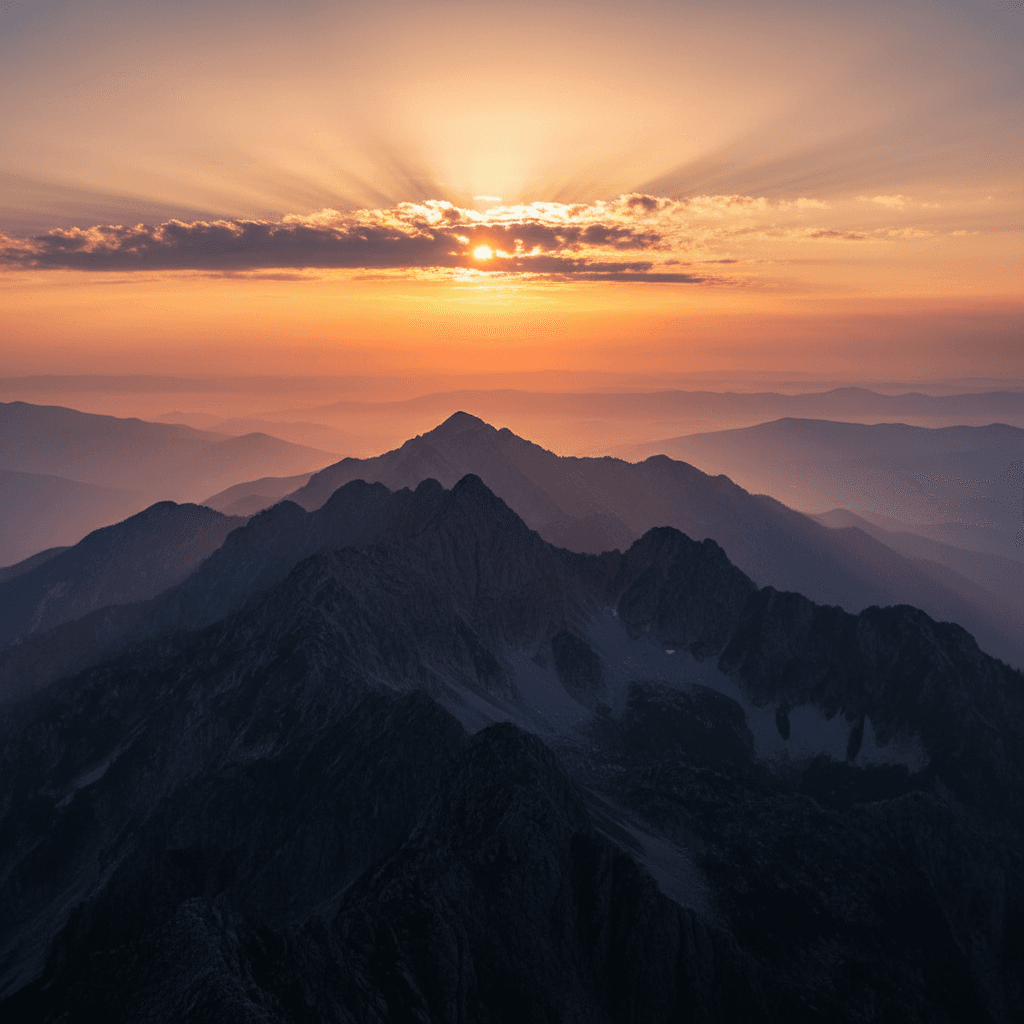 Sunrise behind a mountain